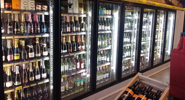 Bottle shop display cool room